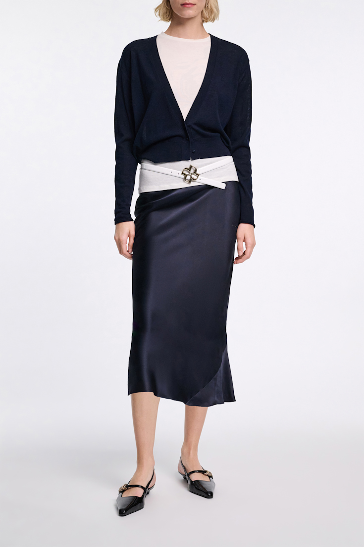 Dorothee Schumacher Silk charmeuse skirt dark navy