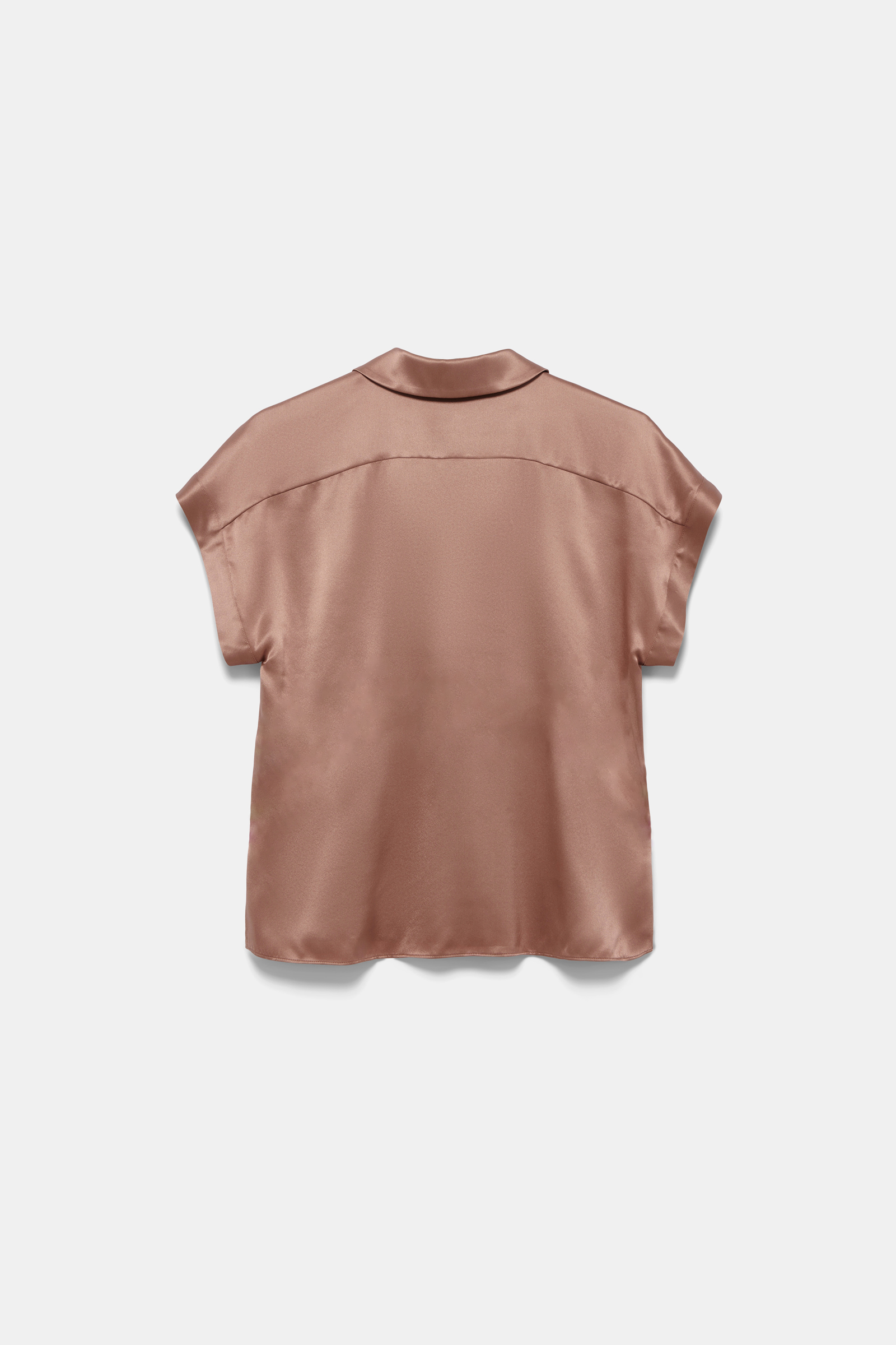 Dorothee Schumacher Kurze T-Shirt Bluse aus Seidencharmeuse burnt tan