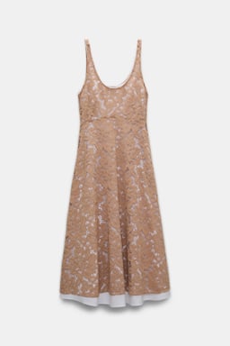 Dorothee Schumacher Midi-Kleid aus Spitze mit Tanktop-Ausschnitt burnt tan
