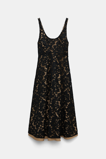 Dorothee Schumacher Midi-Kleid aus Spitze mit Tanktop-Ausschnitt pure black
