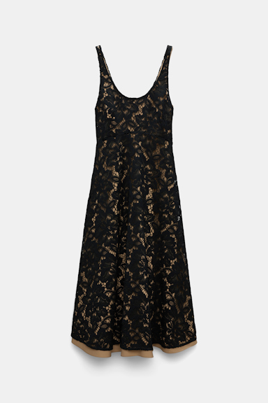 Dorothee Schumacher Lace overlay midi-dress pure black
