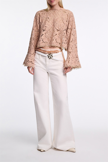 Dorothee Schumacher Verkürzte Bluse aus Spitze burnt tan