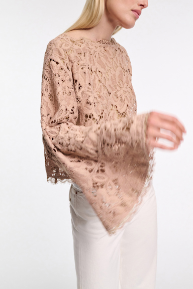 Dorothee Schumacher Cropped blouse in eyelash lace burnt tan