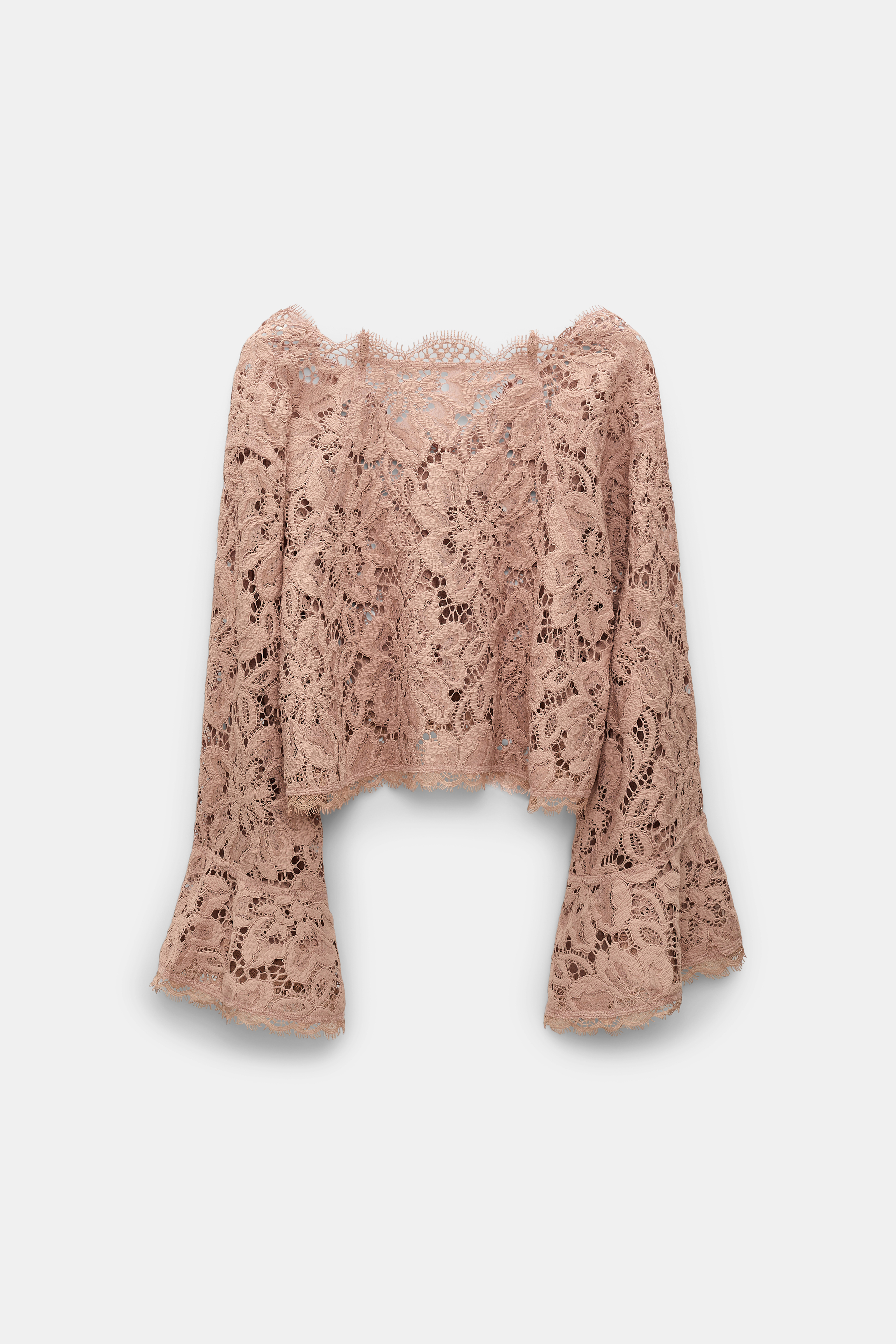 Dorothee Schumacher Cropped blouse in eyelash lace burnt tan