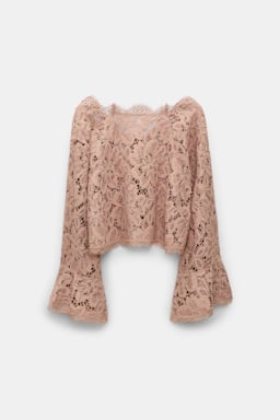 Dorothee Schumacher Verkürzte Bluse aus Spitze burnt tan