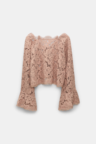 Dorothee Schumacher Verkürzte Bluse aus Spitze burnt tan