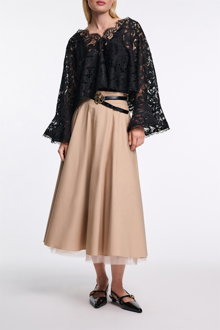 Dorothee Schumacher Cropped blouse in eyelash lace pure black