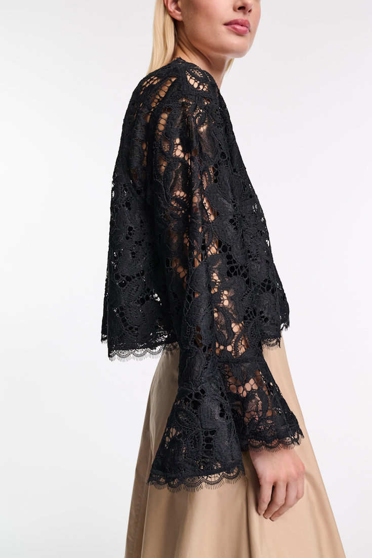 Dorothee Schumacher Cropped blouse in eyelash lace pure black