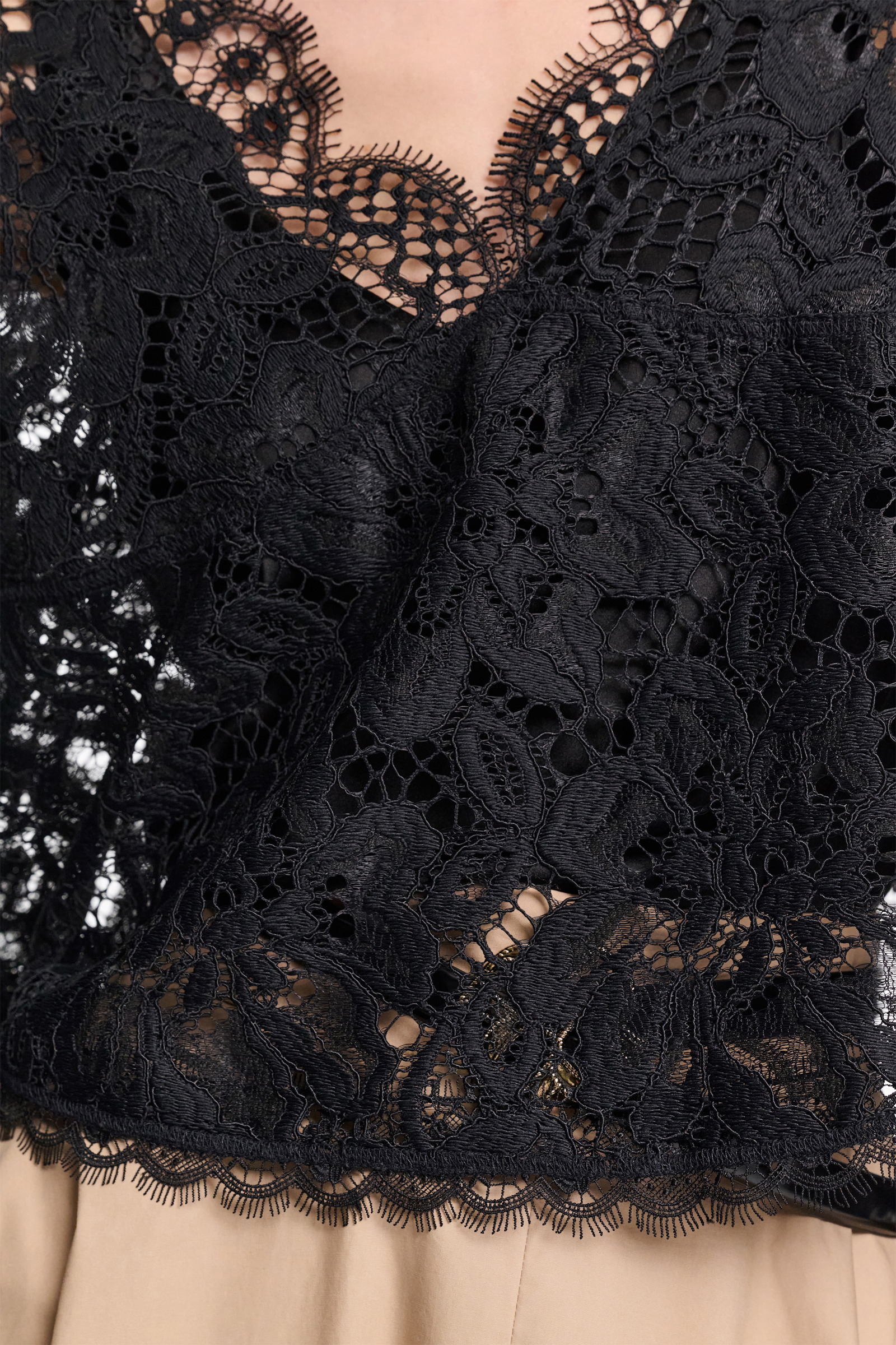 Dorothee Schumacher Cropped blouse in eyelash lace pure black