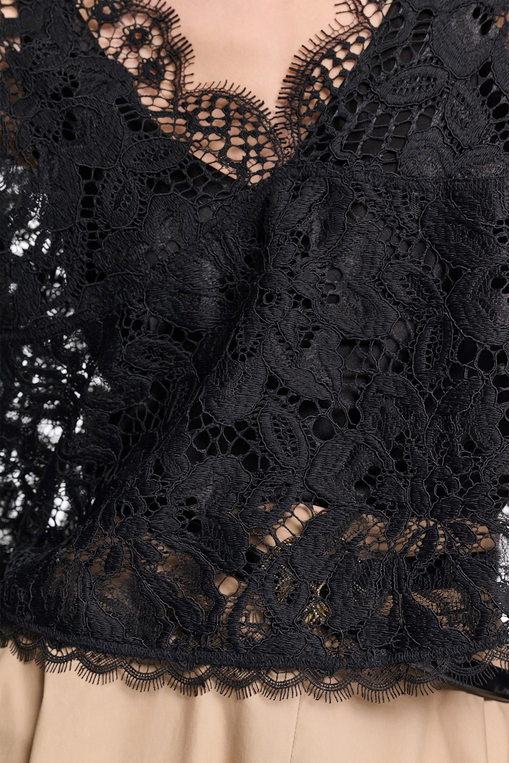 Dorothee Schumacher Cropped blouse in eyelash lace pure black
