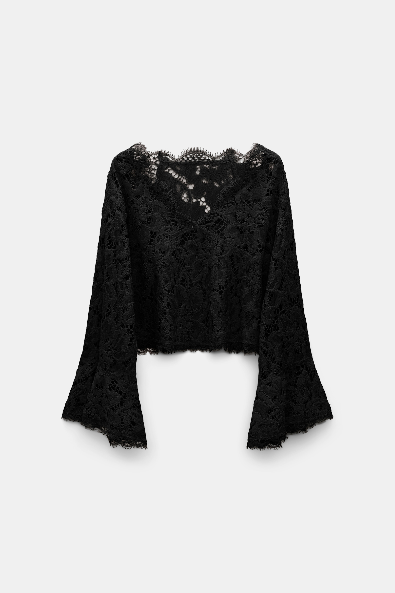 Dorothee Schumacher Cropped blouse in eyelash lace pure black