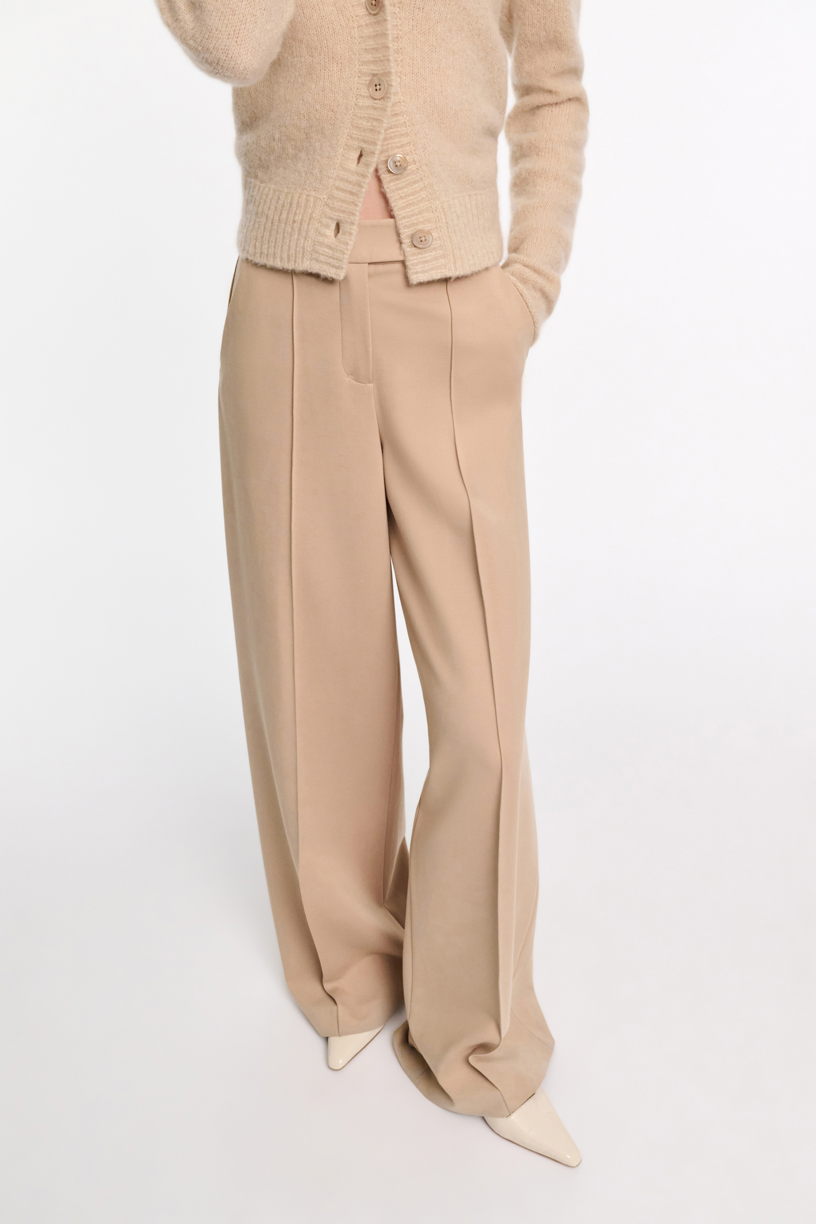 Dorothee Schumacher Hose aus Punto Milano mit weitem Bein tender beige