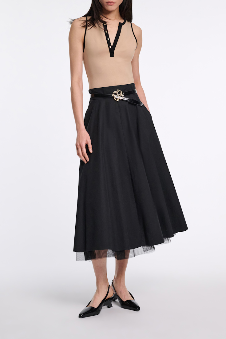 Dorothee Schumacher Punto Milano Top mit kontrastierender Zierleiste tender beige