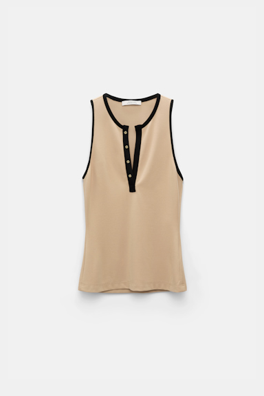 Dorothee Schumacher Punto Milano Top mit kontrastierender Zierleiste tender beige