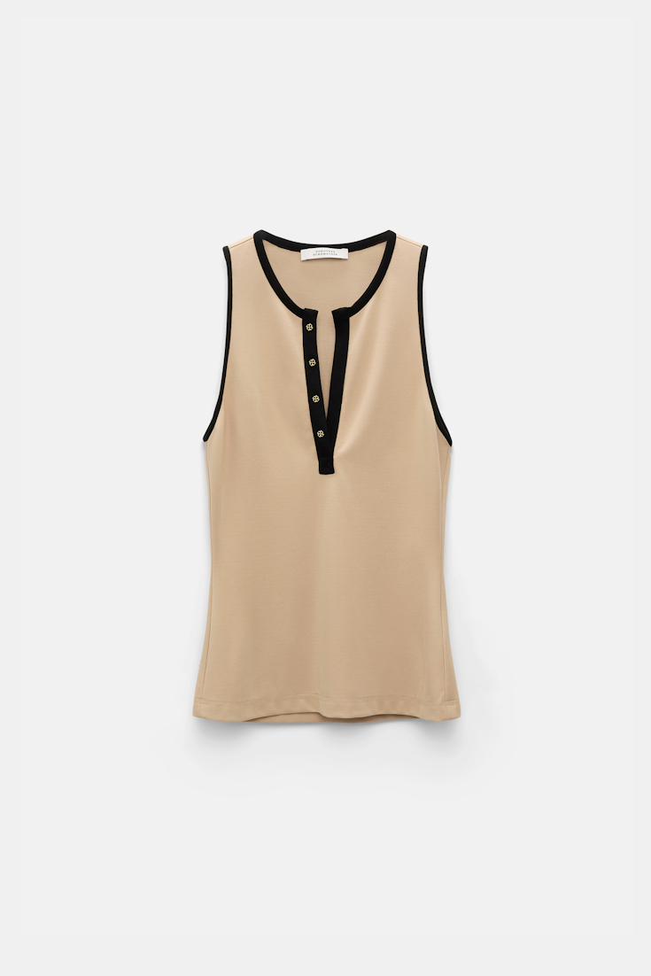 Dorothee Schumacher Punto Milano Top mit kontrastierender Zierleiste tender beige