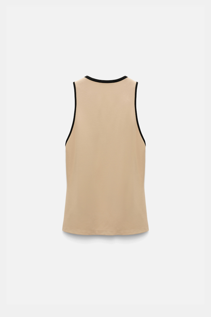 Dorothee Schumacher Punto Milano Top mit kontrastierender Zierleiste tender beige