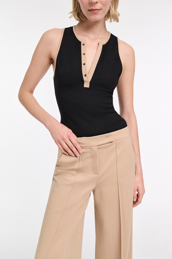 Dorothee Schumacher Punto Milano tank top with contrast trim pure black