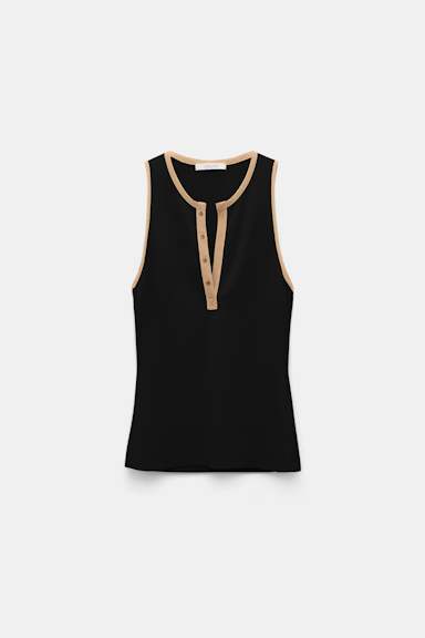 Dorothee Schumacher Punto Milano Top mit kontrastierender Zierleiste pure black