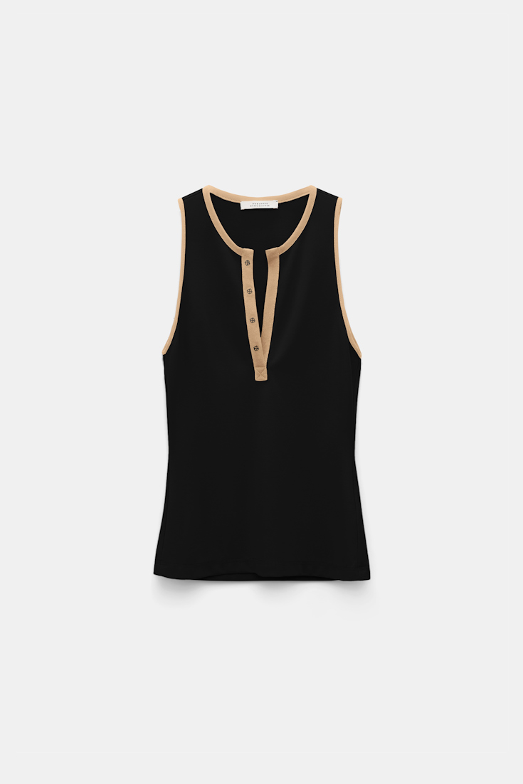 Dorothee Schumacher Punto Milano tank top with contrast trim pure black