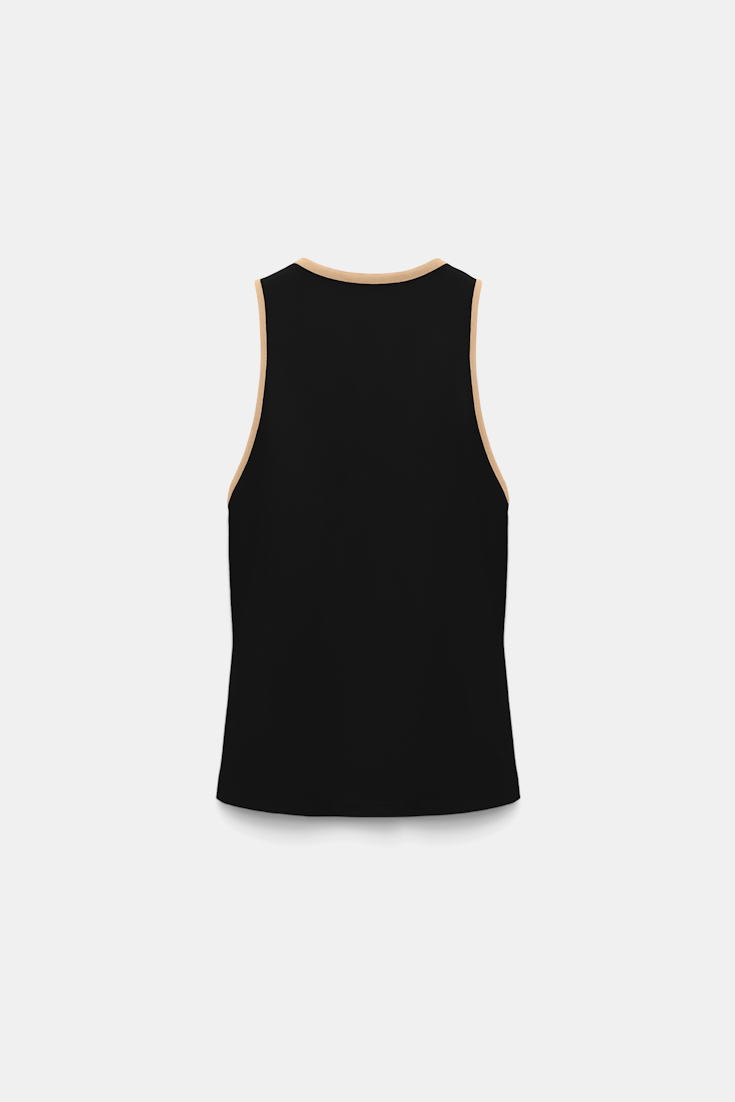 Dorothee Schumacher Punto Milano tank top with contrast trim pure black