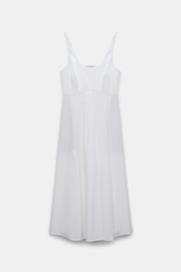 Dorothee Schumacher Midi-Kleid aus Baumwoll-Popeline mit Tanktop-Ausschnitt pure white