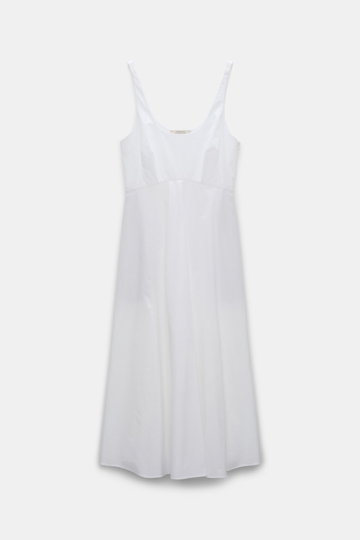 POPLIN POWER dress Dorothee Schumacher Midi-Kleid aus Baumwoll-Popeline mit Tanktop-Ausschnitt pure white