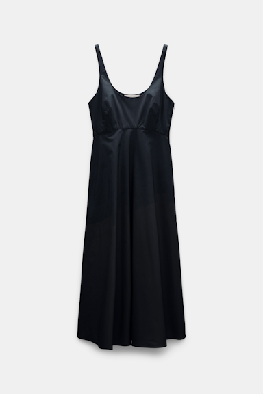 Dorothee Schumacher Midi-Kleid aus Baumwoll-Popeline mit Tanktop-Ausschnitt midnight