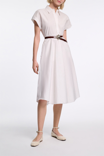 Dorothee Schumacher Midikleid aus Baumwoll-Popeline pure white