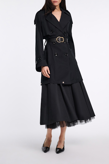 Dorothee Schumacher Zweireihiger Trenchcoat mit variabler Länge pure black