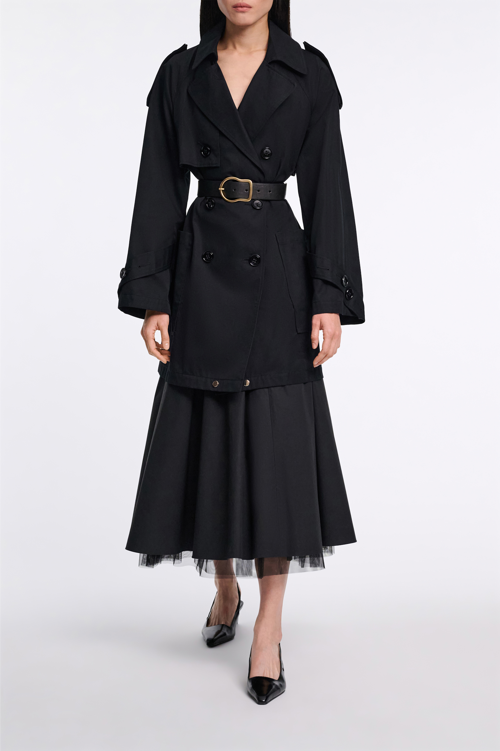 Dorothee Schumacher Trench coat with adjustable hemline pure black