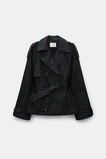 Dorothee Schumacher Zweireihiger Trenchcoat mit variabler Länge pure black