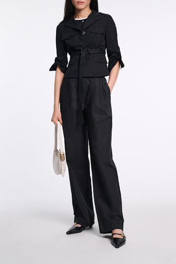 Dorothee Schumacher Hose aus leichter Baumwolle mit Gürtel-Detail pure black