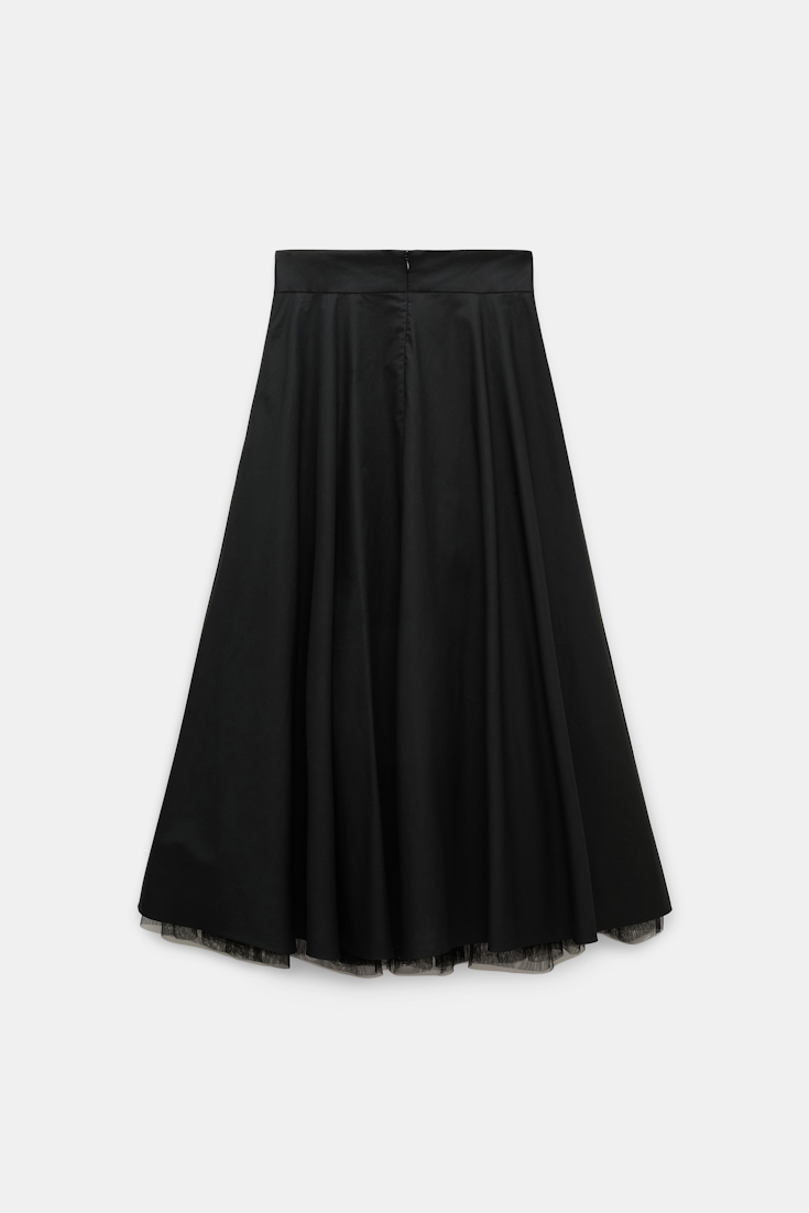 Dorothee Schumacher Rock aus leichter Baumwolle mit Tüll-Unterrock pure black