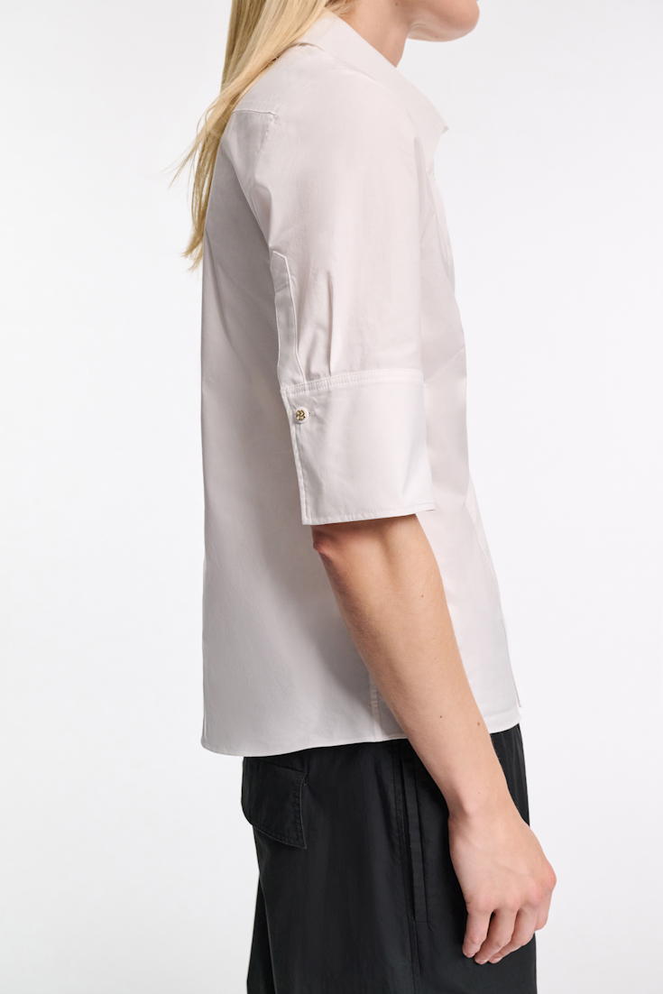 Dorothee Schumacher Halbarmbluse mit aufgeschlagener Manschette pure white