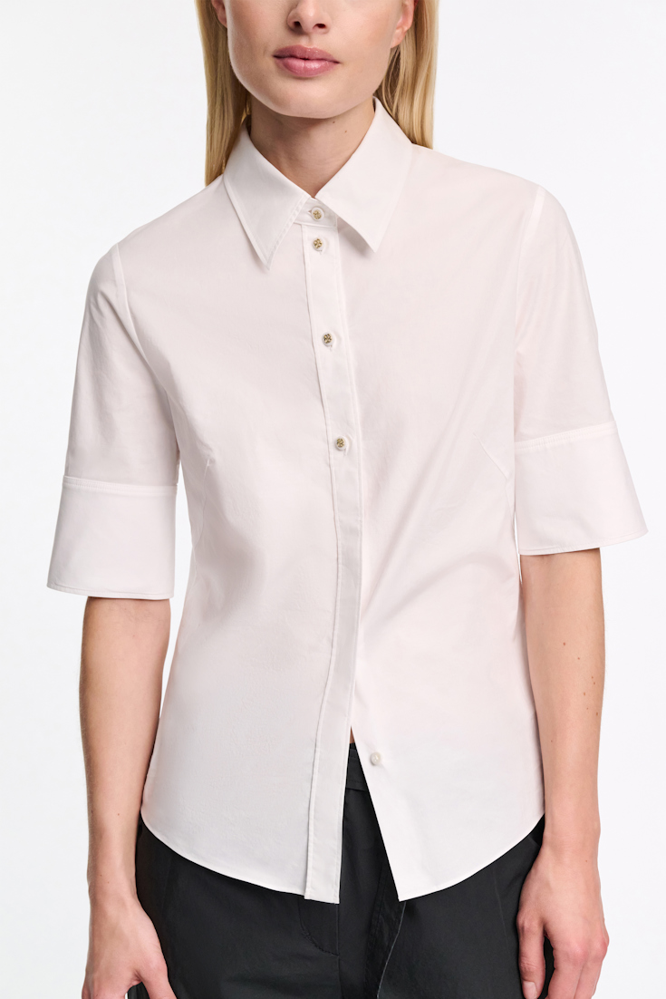 Dorothee Schumacher Halbarmbluse mit aufgeschlagener Manschette pure white