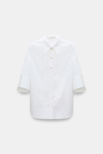 Dorothee Schumacher Halbarmbluse mit aufgeschlagener Manschette pure white