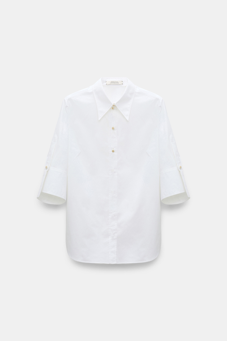 Dorothee Schumacher Halbarmbluse mit aufgeschlagener Manschette pure white