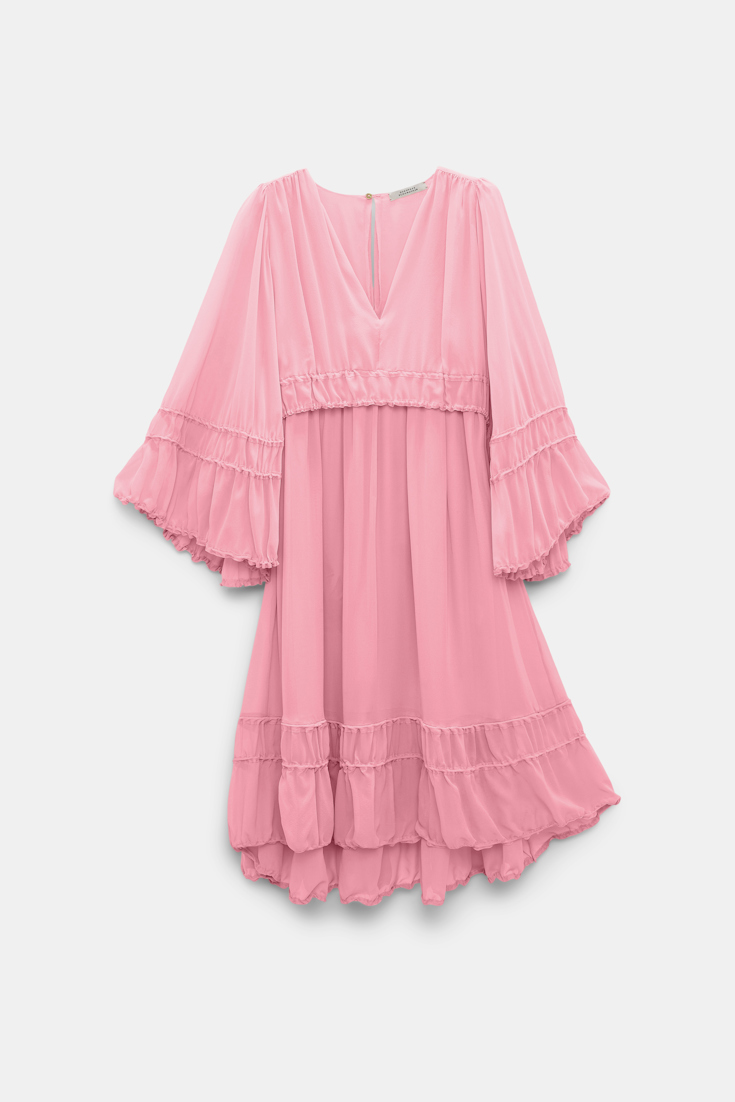 Dorothee Schumacher Langarmkleid aus Seiden-Georgette candy pink