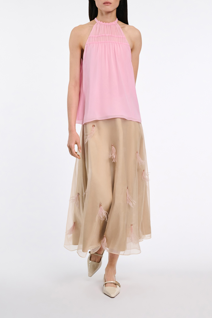 Dorothee Schumacher Neckholder-Top aus Seiden-Georgette candy pink