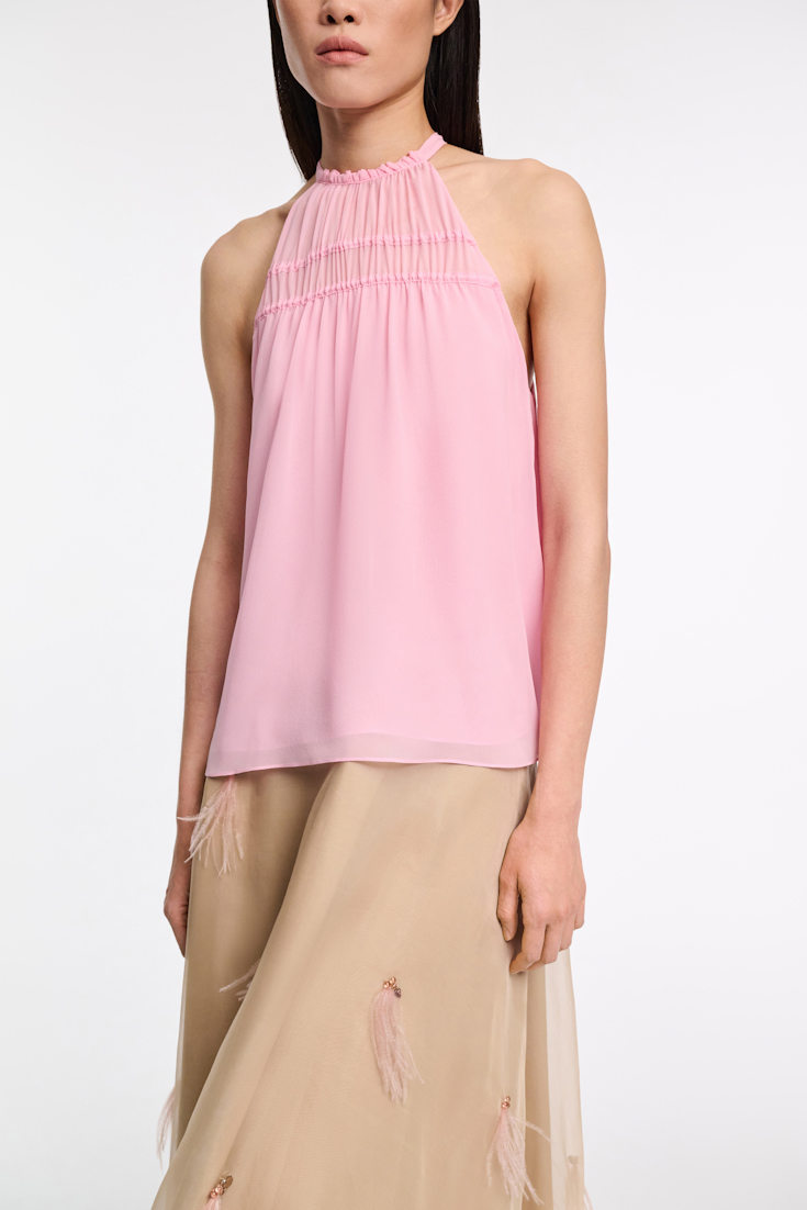 Dorothee Schumacher Neckholder-Top aus Seiden-Georgette candy pink