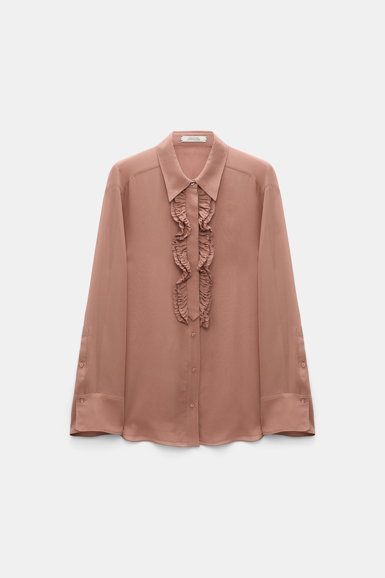 Dorothee Schumacher Hemd mit Ruffle-Detail aus Seiden-Georgette burnt tan