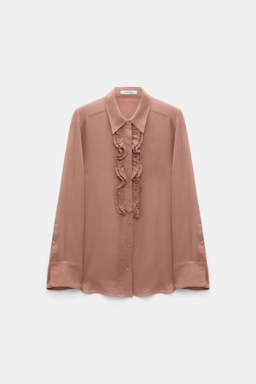 Dorothee Schumacher Silk-georgette shirt with ruffle detail burnt tan