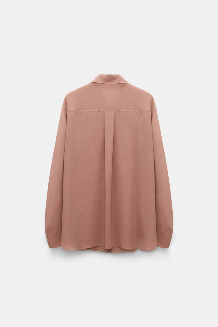 Dorothee Schumacher Hemd mit Ruffle-Detail aus Seiden-Georgette burnt tan