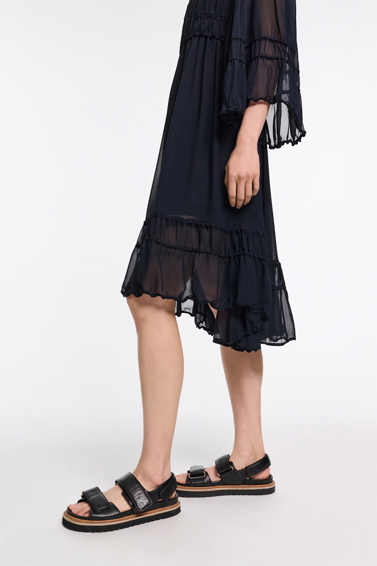 Dorothee Schumacher Leather Velcro strap sandals pure black