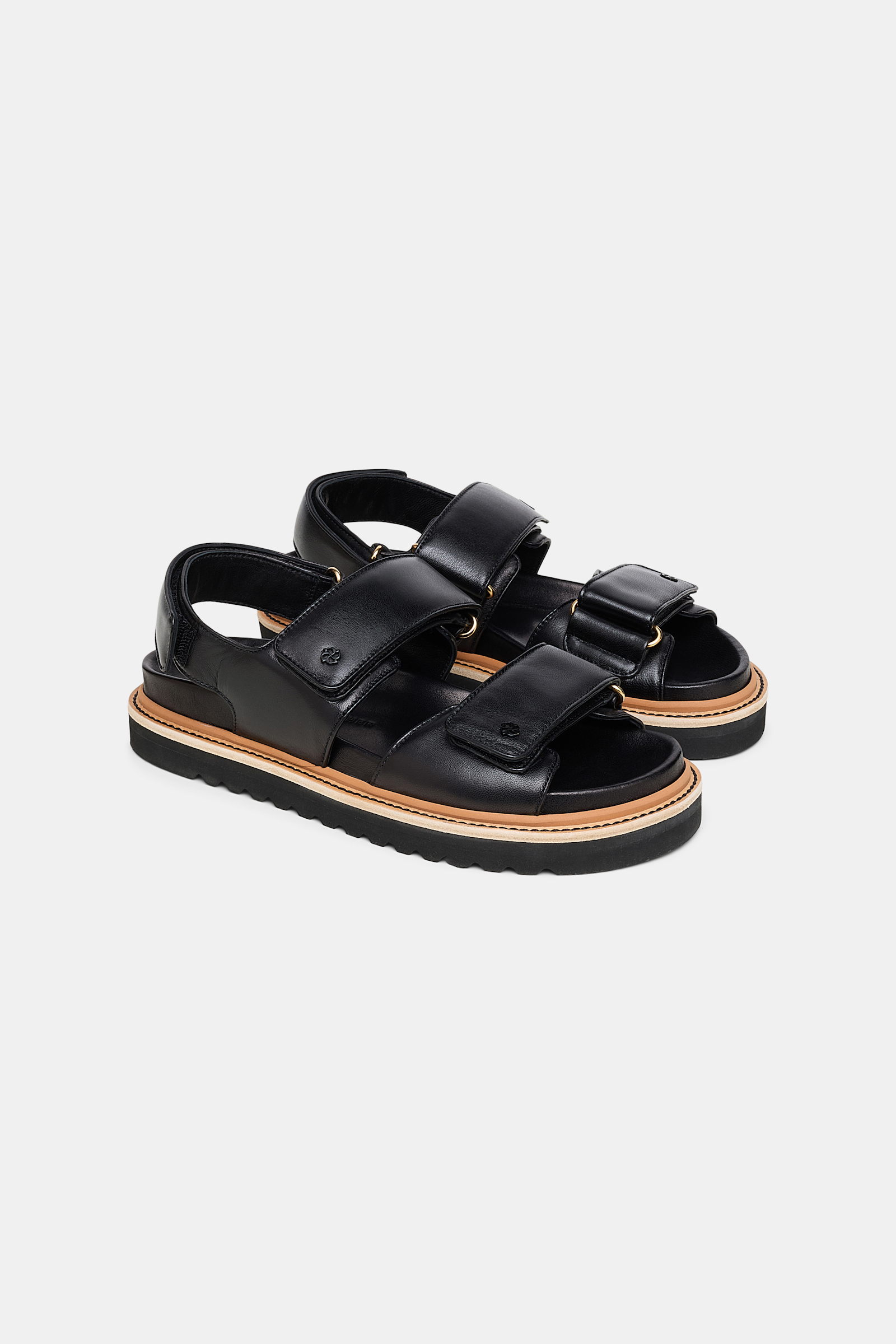 Dorothee Schumacher Leather Velcro strap sandals pure black