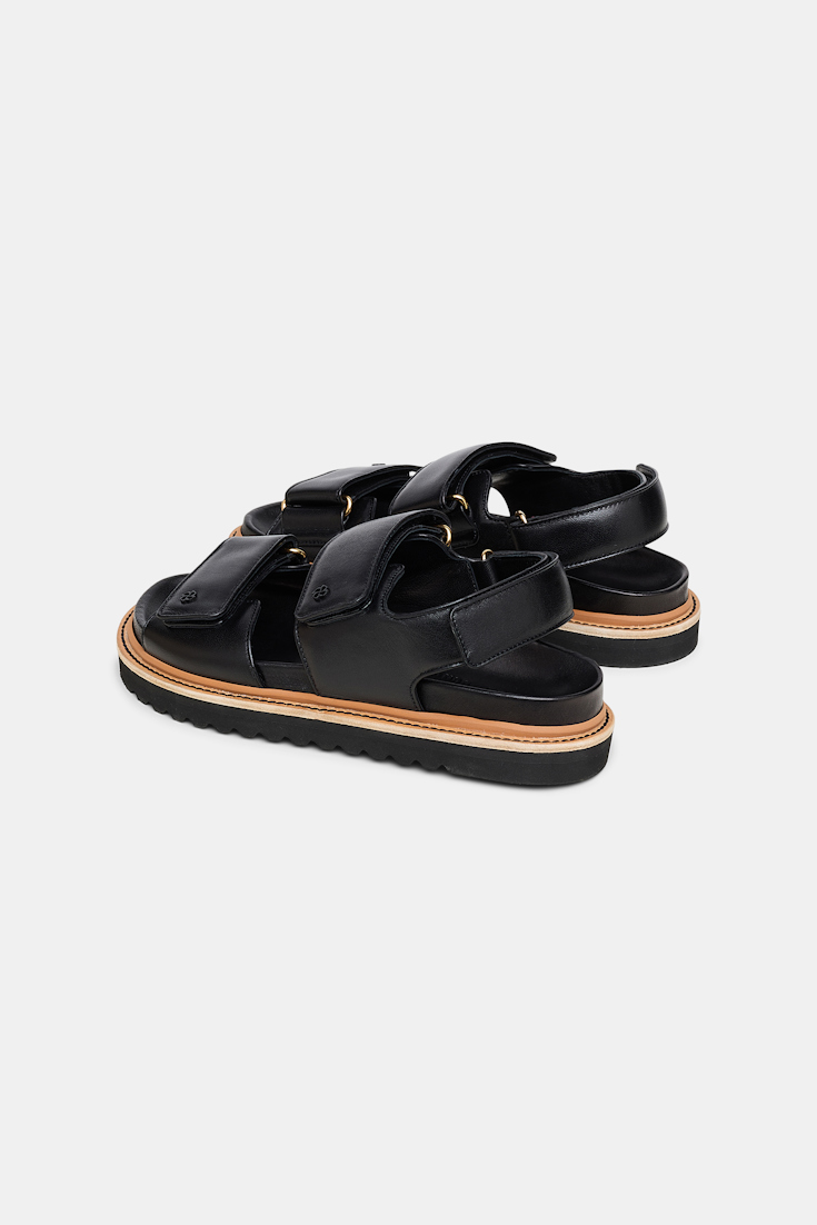Dorothee Schumacher Leather Velcro strap sandals pure black