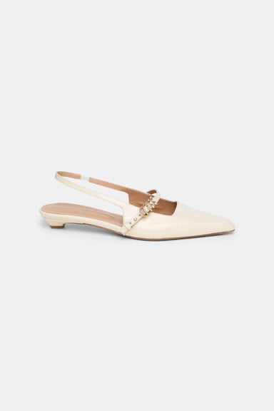 Dorothee Schumacher Flache Slingback-Pumps mit Signature D-Rings ivory