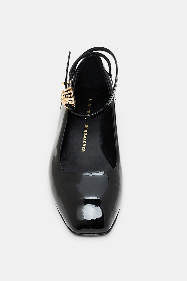 Dorothee Schumacher Ballerinas mit Riemchen und Signature D-Rings pure black