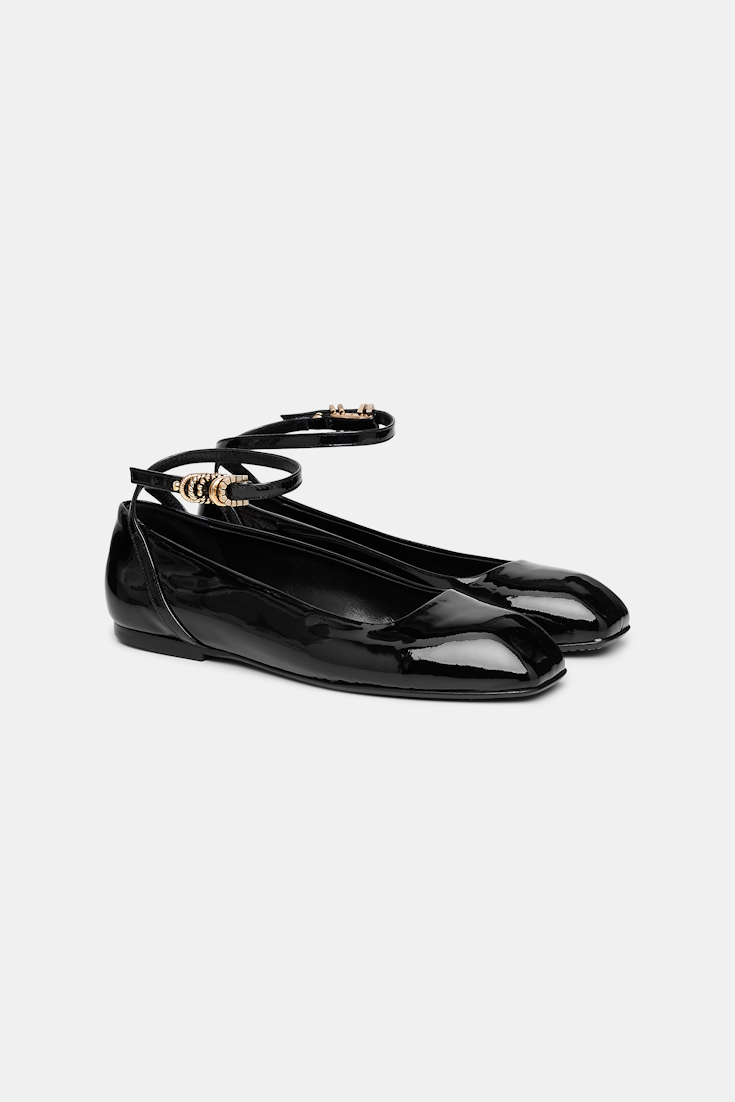Dorothee Schumacher Ballerinas mit Riemchen und Signature D-Rings pure black