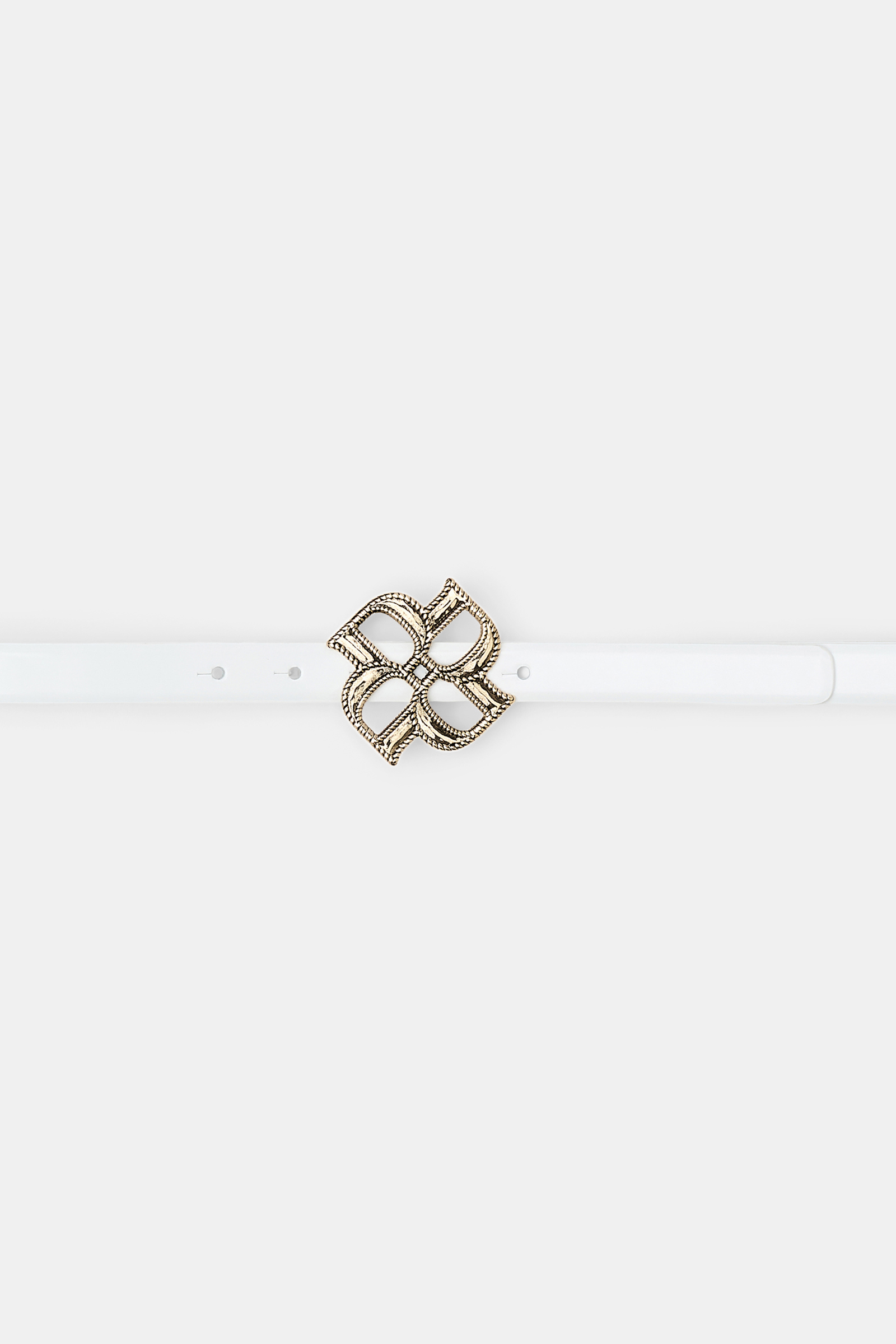 Dorothee Schumacher Boxcalf belt with D-rose buckle pure white